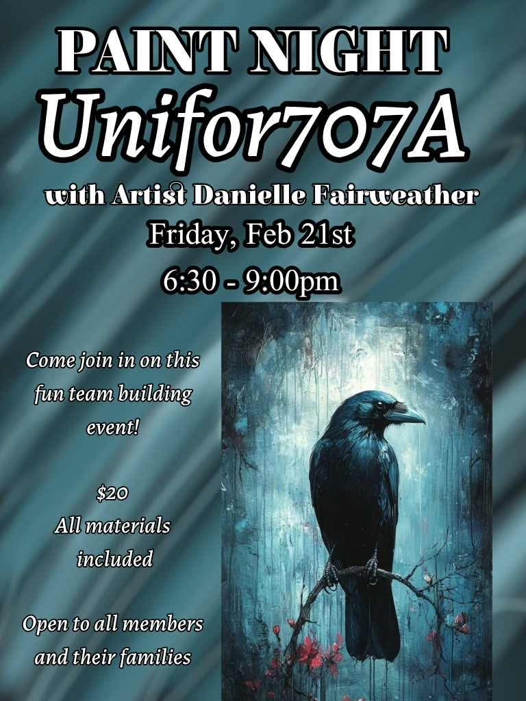 Poster for a paint event featuring a crow on a branch